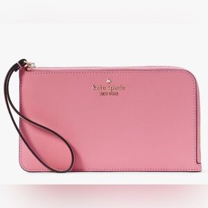 NWT Kate Spade Pink Lucy Medium L-Zipper Multi Card Strap Wristlet Clutch